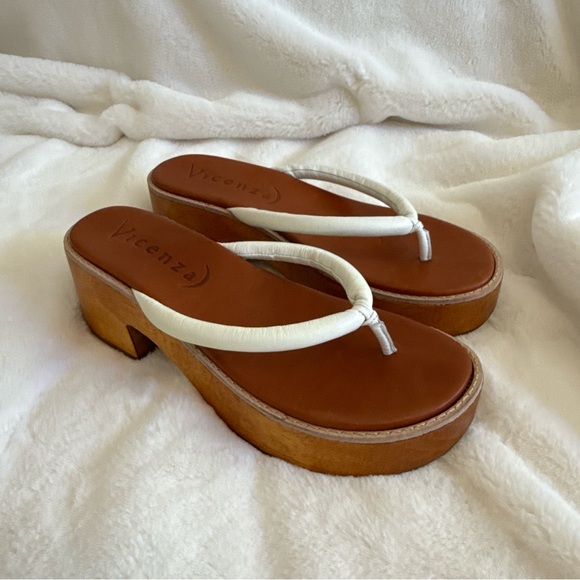 NWOT Anthropologie Vincenzo Wooden Heel Platform Sandals Size 9.5 - Picture 2 of 9